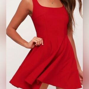 Lulus Home Before Daylight Red A-Line Square Neck Mini Dress